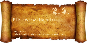 Miklovicz Hermiusz névjegykártya